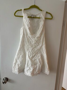 Frankie’s Bikinis White Eyelet Lace Mini Dress